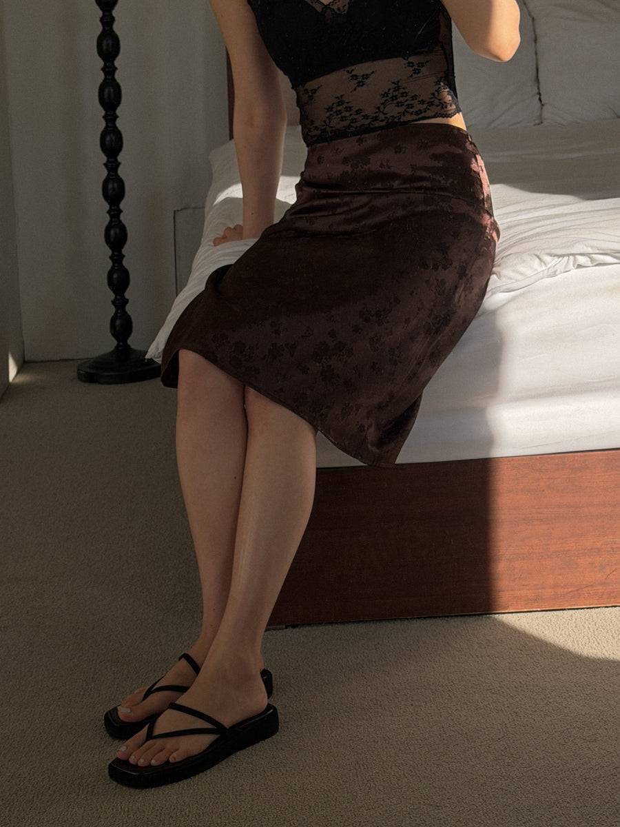 Floral Brown Skirt (Short)