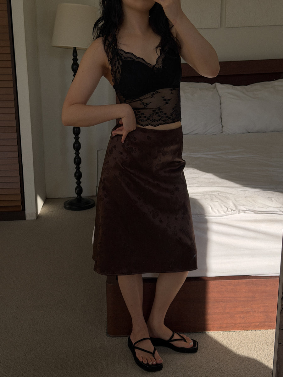 Floral Brown Skirt (Short)