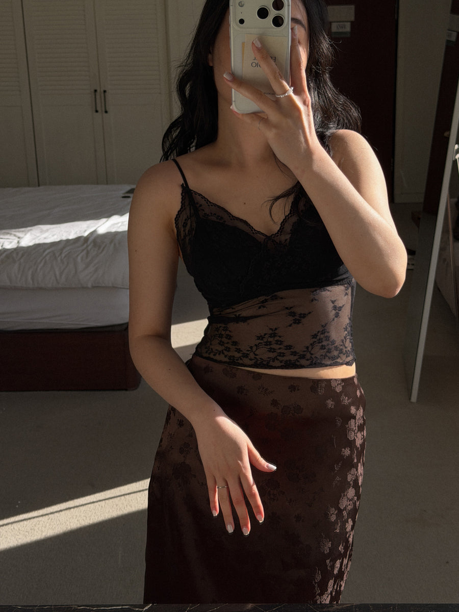 Floral Brown Skirt (Short)