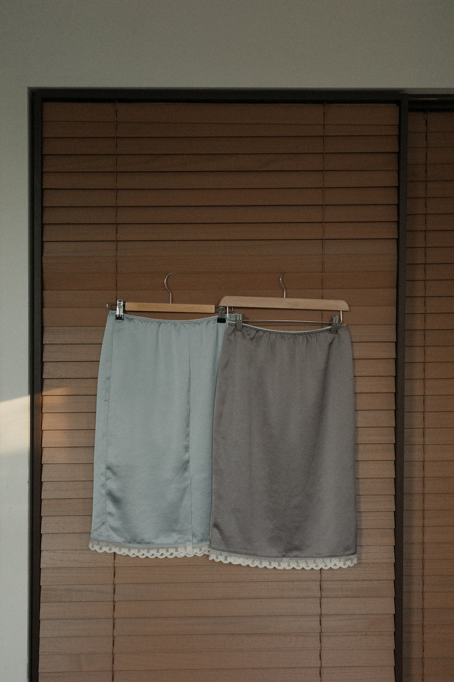 Lace Hem Satin Skirt