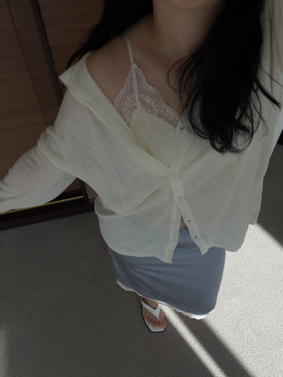 Sheer Collar Cardigan