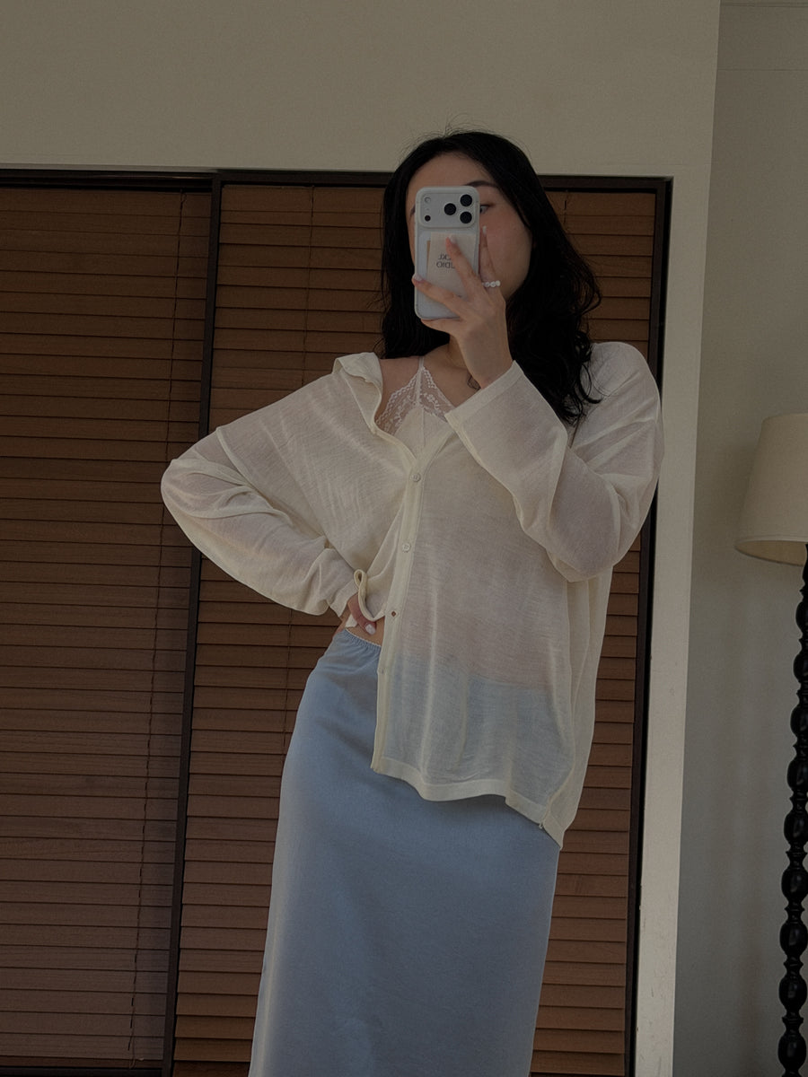 Sheer Collar Cardigan