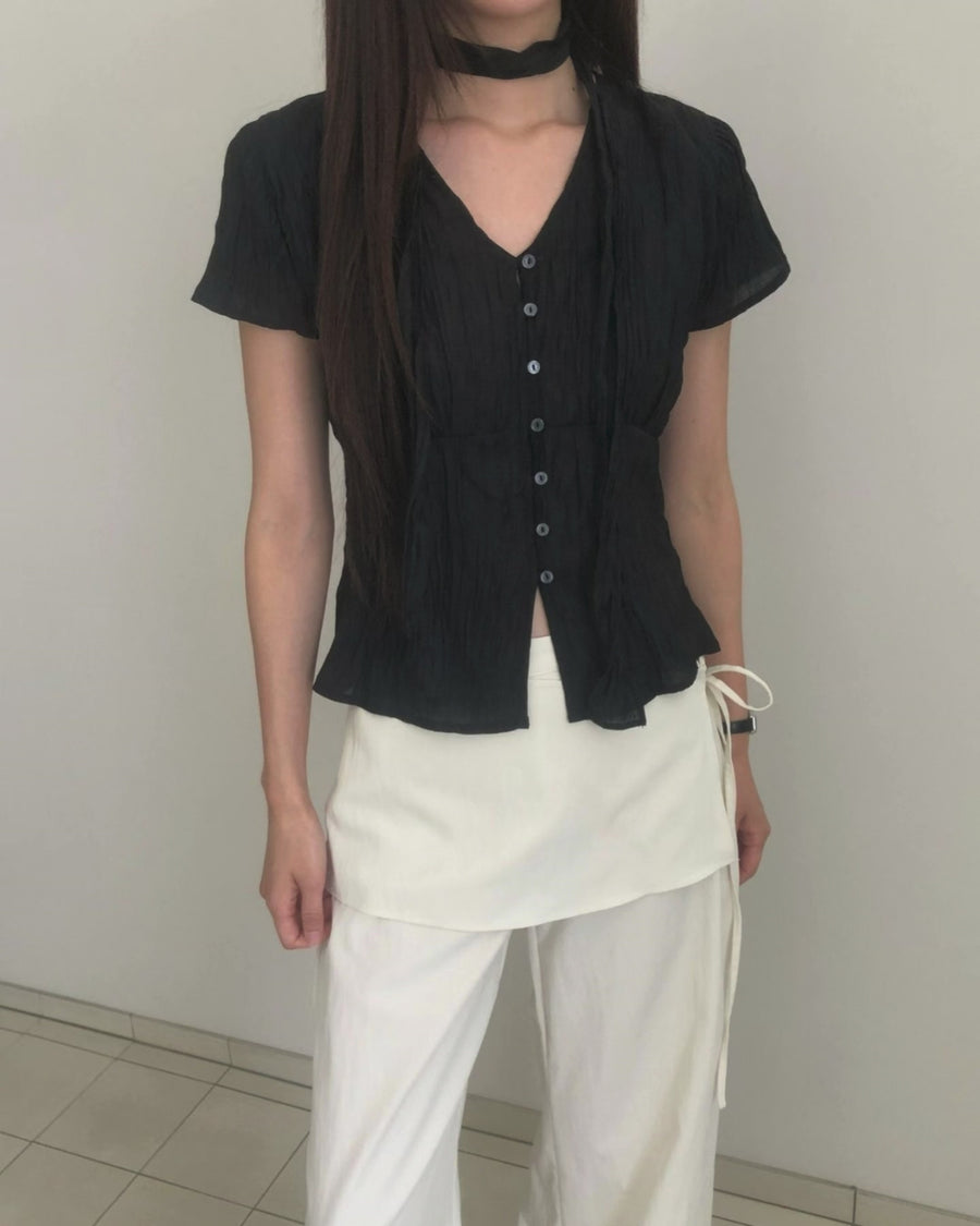 Crinkle Tie Blouse