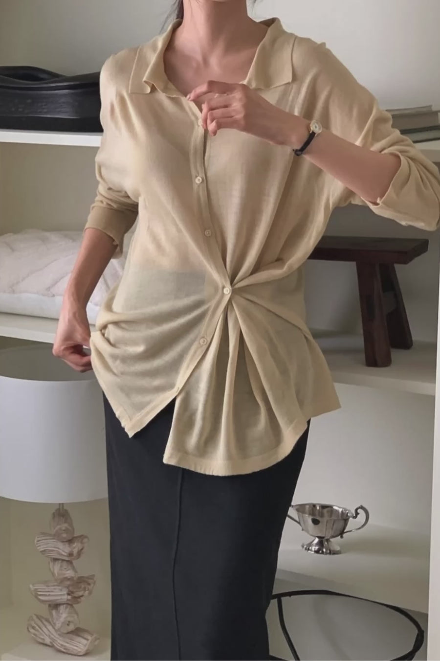 Sheer Collar Cardigan