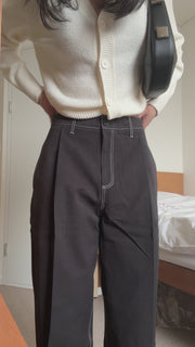 Contrast Stitch Linen Pants