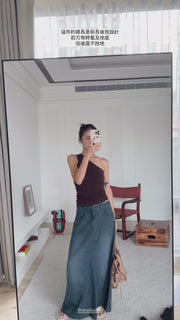 by DOE - Stonewashed Denim Maxi Skirt